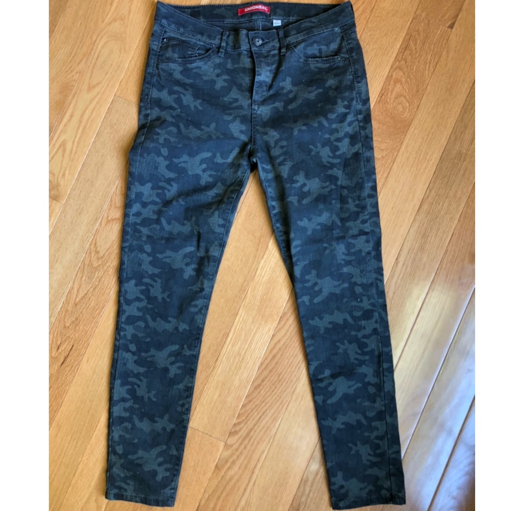 Faded green camo jeans
